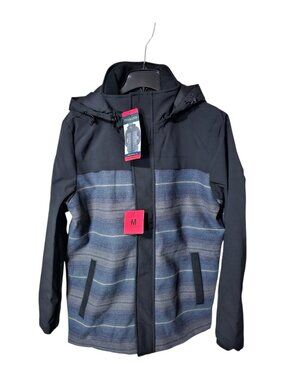 Pendleton Softshell Wool Blend Jacket Men Plaid Removeable Hood Zip, Blue Sz M